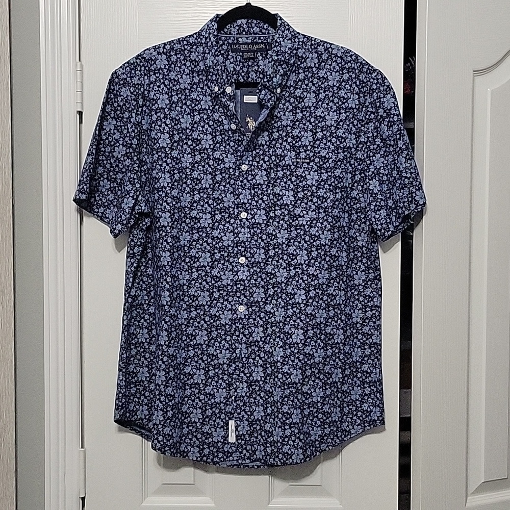 US Polo Assn Men's Short Sleeve Button Down, Sz L
